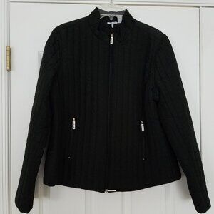 IZOD Movement Women's XL Quilted Jacket Stand Collar Zip Up Front Pockets Black